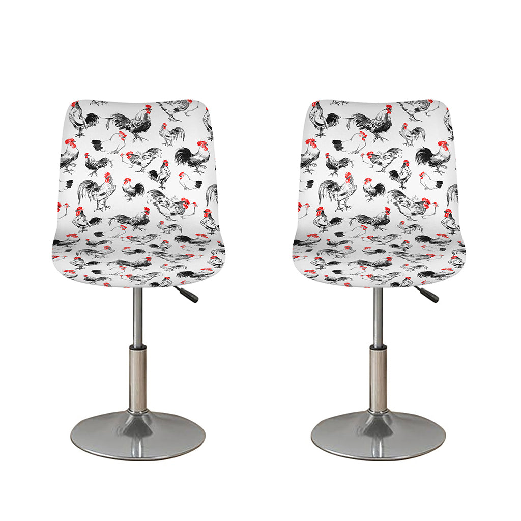 Chicken Ink Painting Pattern Print Bar Stool Covers