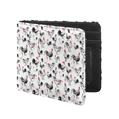 Chicken Ink Painting Pattern Print Bifold Wallet