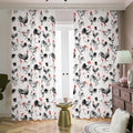 Chicken Ink Painting Pattern Print Dimout Pencil Pleat Curtains