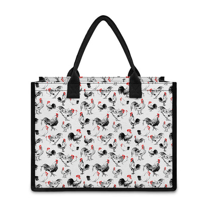 Chicken Ink Painting Pattern Print Canvas Tote Bag