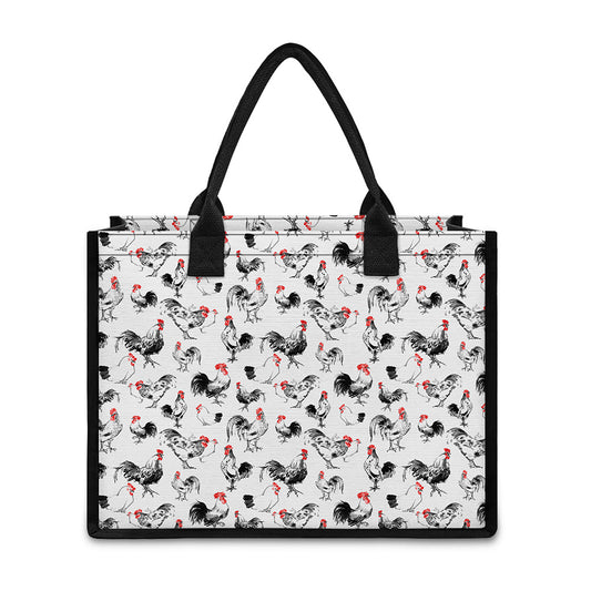 Chicken Ink Painting Pattern Print Canvas Tote Bag