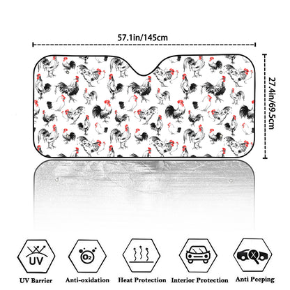 Chicken Ink Painting Pattern Print Car Windshield Sun Shade