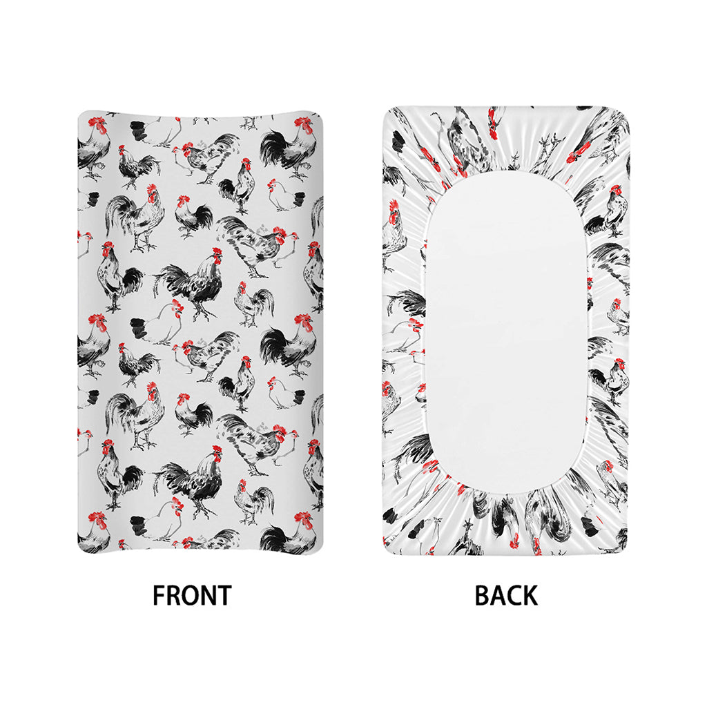 Chicken Ink Painting Pattern Print Changing Pad Cover