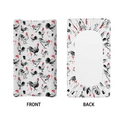 Chicken Ink Painting Pattern Print Changing Pad Cover