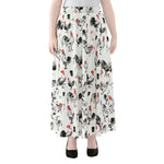 Chicken Ink Painting Pattern Print Chiffon Maxi Skirt