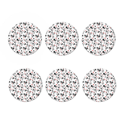 Chicken Ink Painting Pattern Print Coaster Set