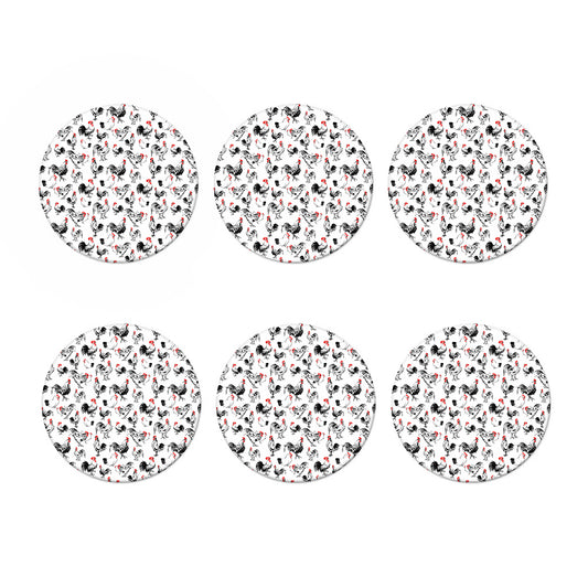 Chicken Ink Painting Pattern Print Coaster Set