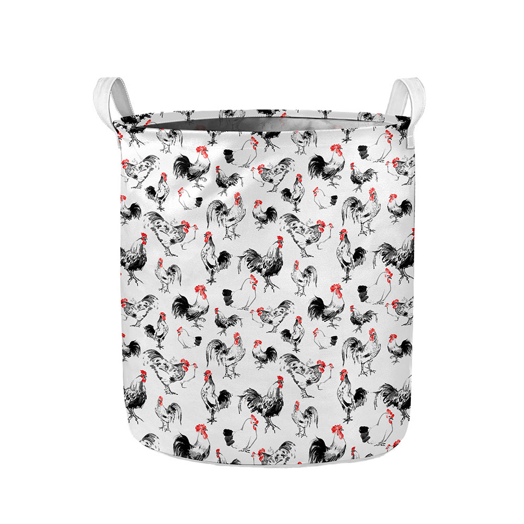 Chicken Ink Painting Pattern Print Collapsible Laundry Basket