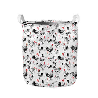 Chicken Ink Painting Pattern Print Collapsible Laundry Basket