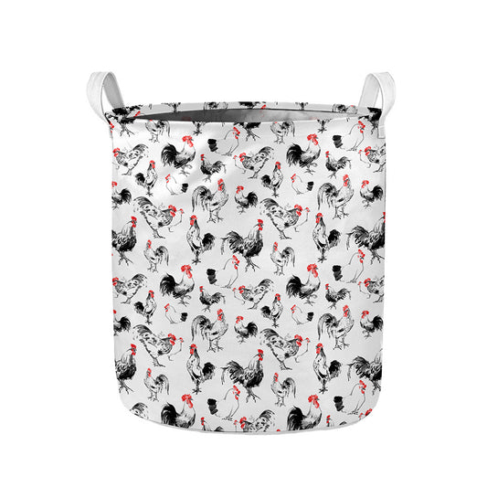 Chicken Ink Painting Pattern Print Collapsible Laundry Basket