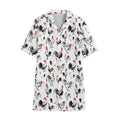 Chicken Ink Painting Pattern Print Cotton Hawaiian Shirt