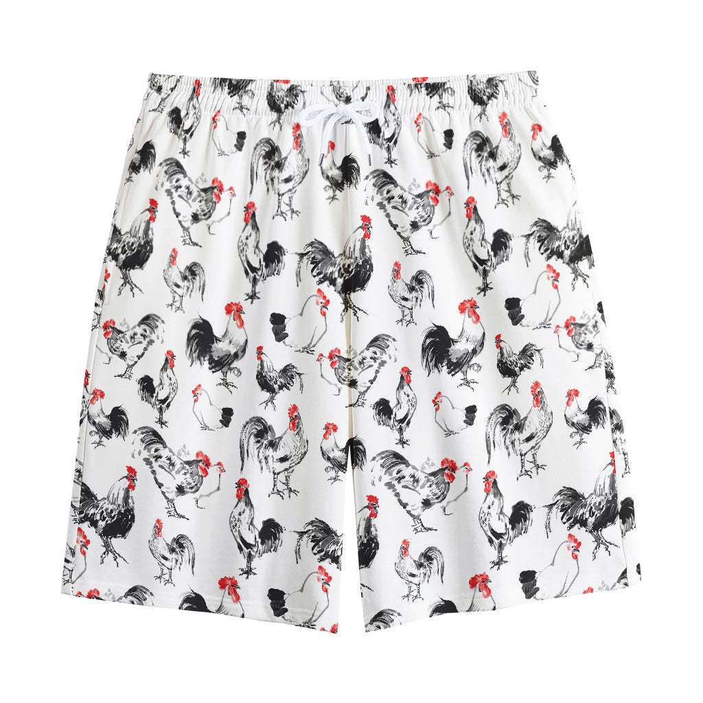 Chicken Ink Painting Pattern Print Cotton Shorts