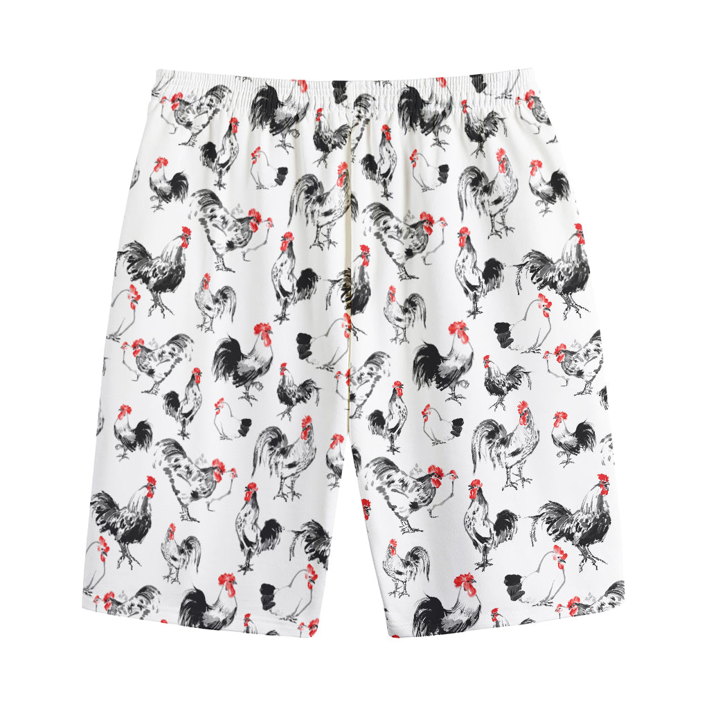 Chicken Ink Painting Pattern Print Cotton Shorts