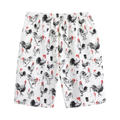 Chicken Ink Painting Pattern Print Cotton Shorts