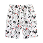 Chicken Ink Painting Pattern Print Cotton Shorts