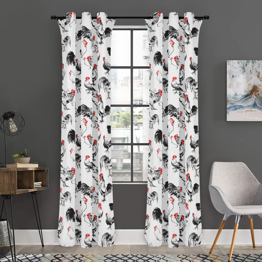 Chicken Ink Painting Pattern Print Curtain