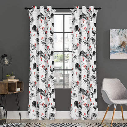 Chicken Ink Painting Pattern Print Curtain