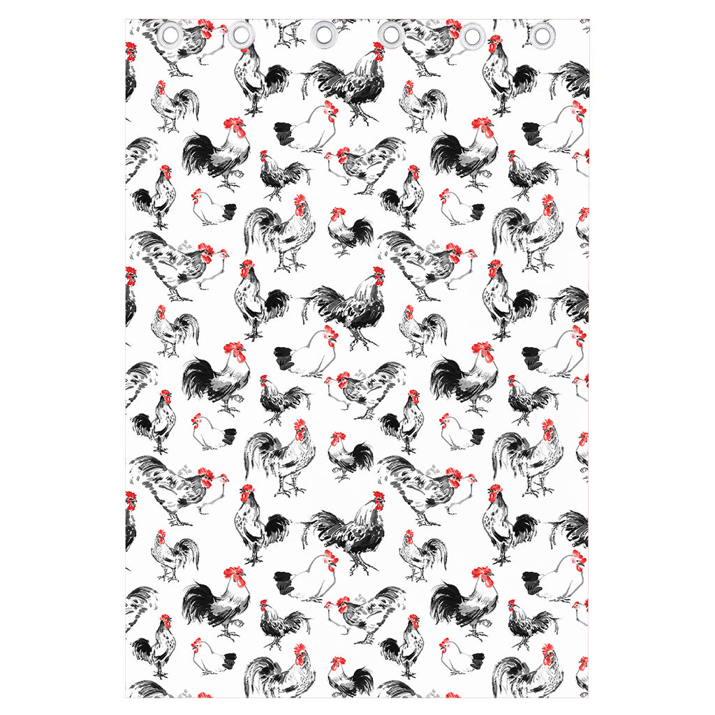Chicken Ink Painting Pattern Print Curtain