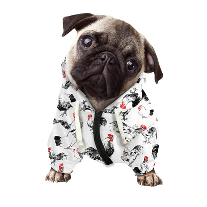 Chicken Ink Painting Pattern Print Dog Zip Up Hoodie