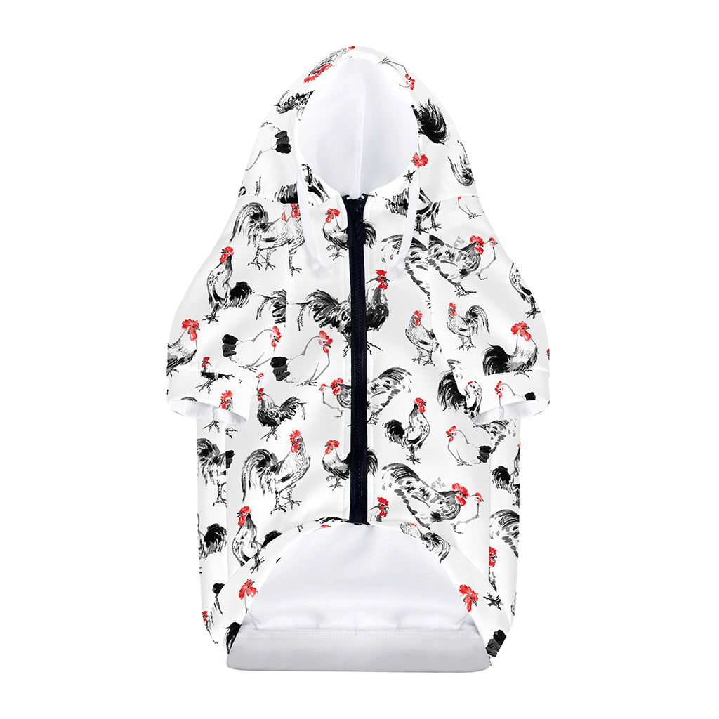 Chicken Ink Painting Pattern Print Dog Zip Up Hoodie