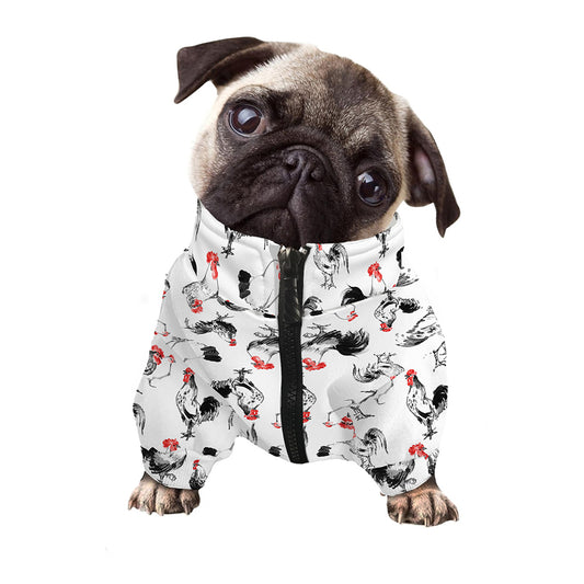 Chicken Ink Painting Pattern Print Dog Zip Up Jacket
