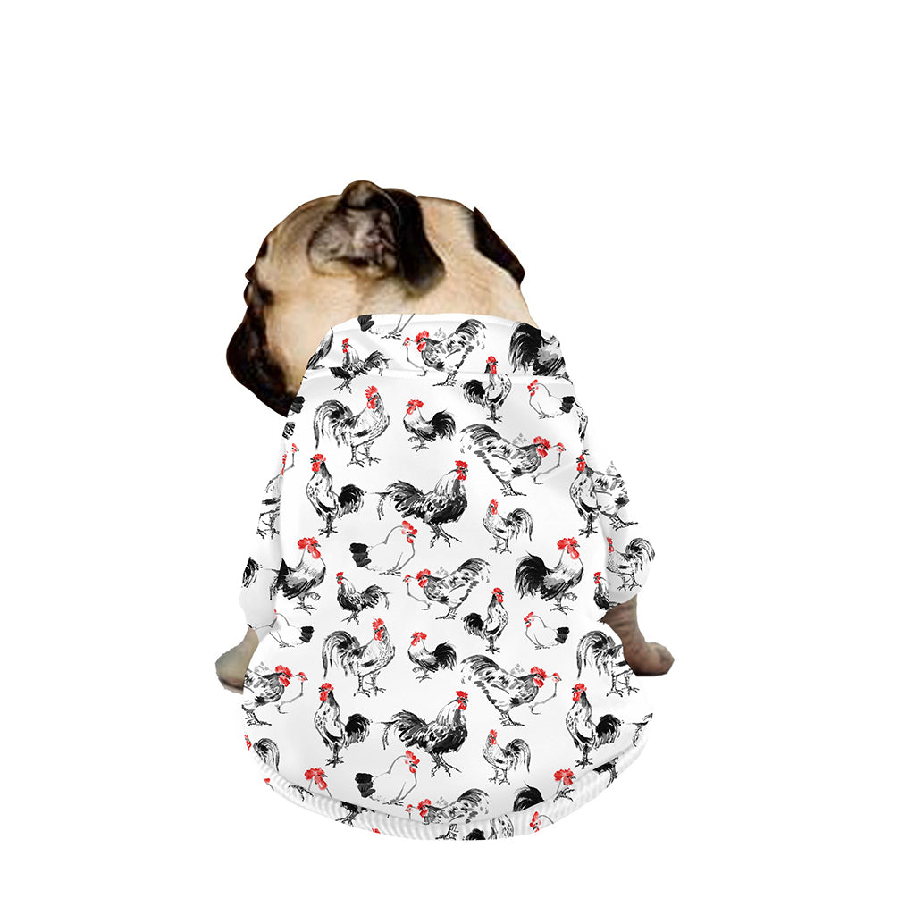 Chicken Ink Painting Pattern Print Dog Zip Up Jacket