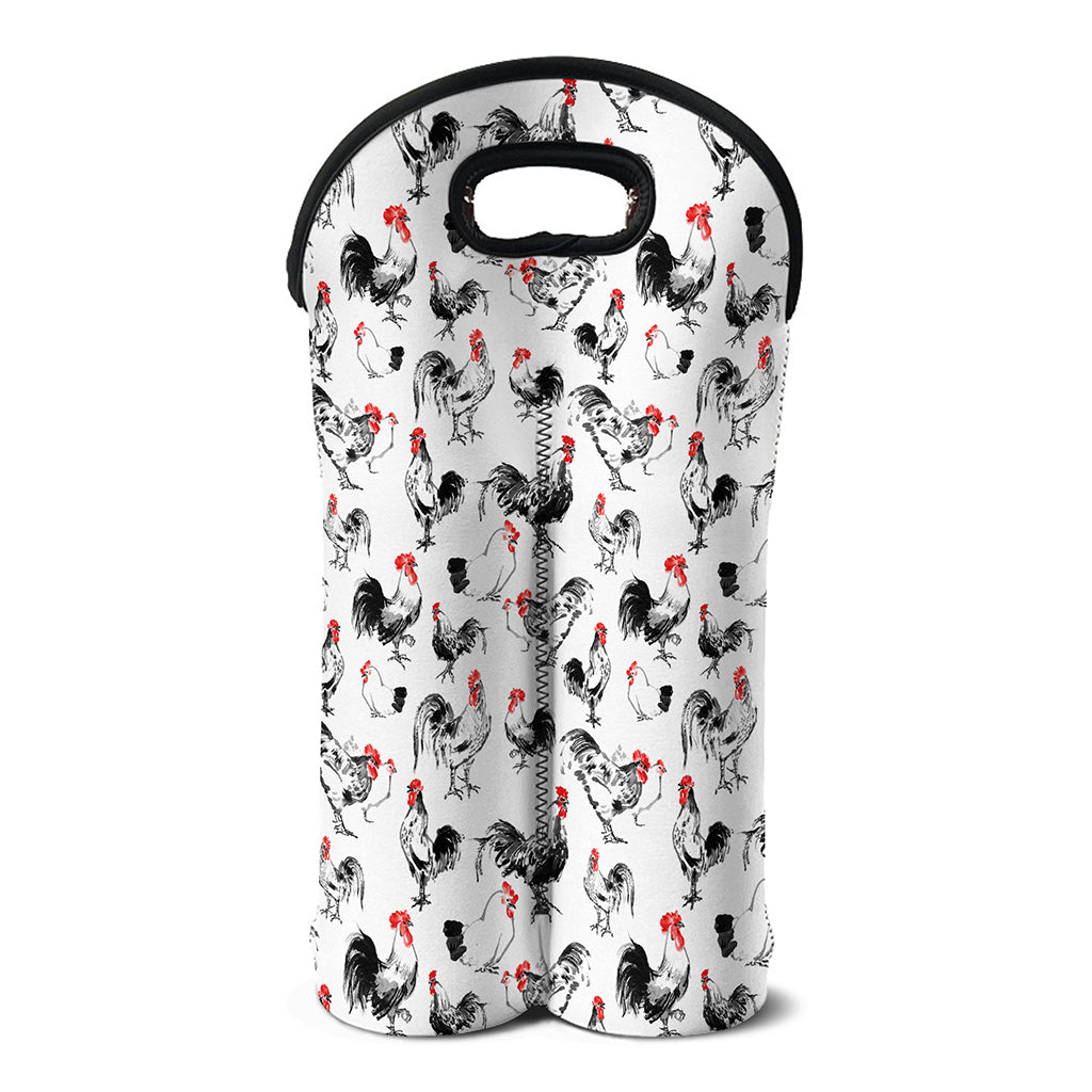 Chicken Ink Painting Pattern Print Double Neoprene Wine Tote