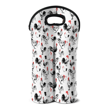 Chicken Ink Painting Pattern Print Double Neoprene Wine Tote