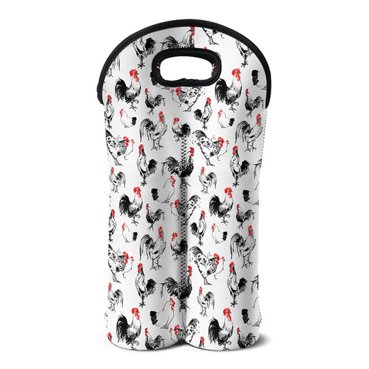 Chicken Ink Painting Pattern Print Double Neoprene Wine Tote