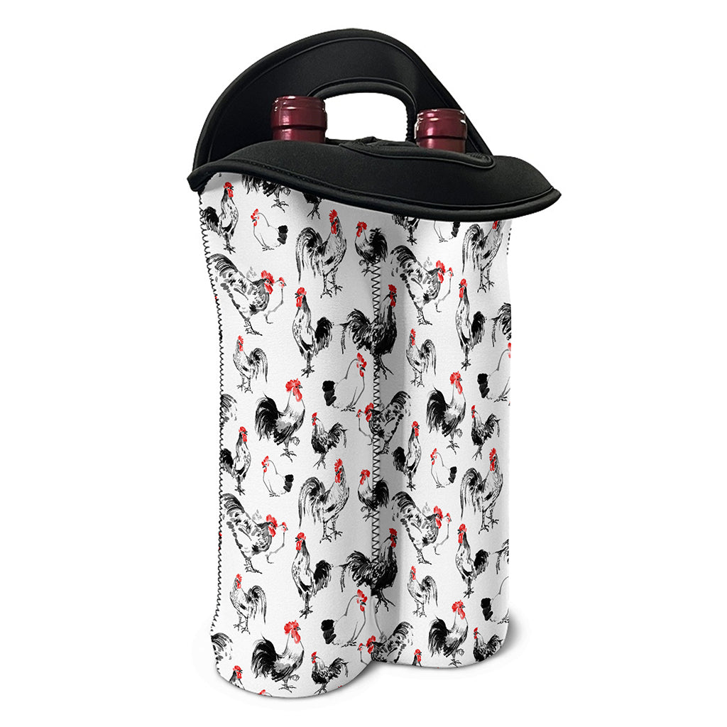 Chicken Ink Painting Pattern Print Double Neoprene Wine Tote