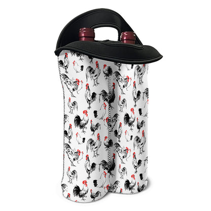 Chicken Ink Painting Pattern Print Double Neoprene Wine Tote