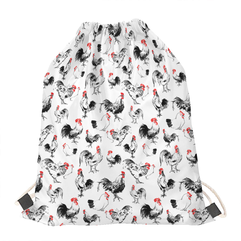 Chicken Ink Painting Pattern Print Drawstring Bag