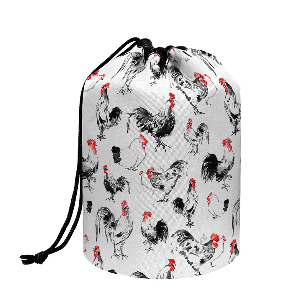 Chicken Ink Painting Pattern Print Drawstring Makeup Bag