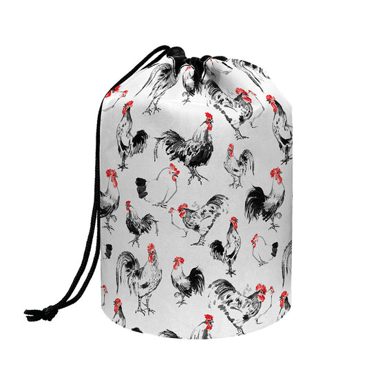 Chicken Ink Painting Pattern Print Drawstring Makeup Bag