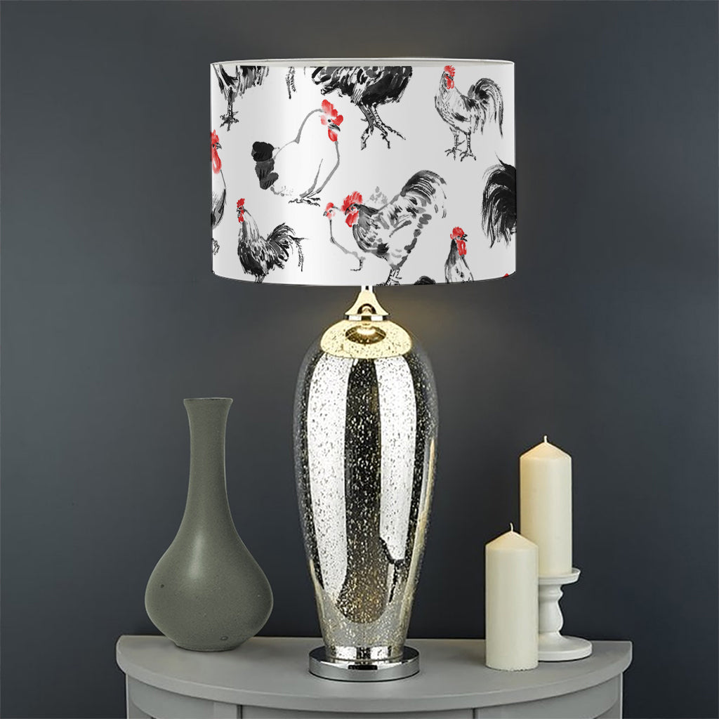 Chicken Ink Painting Pattern Print Drum Lamp Shade