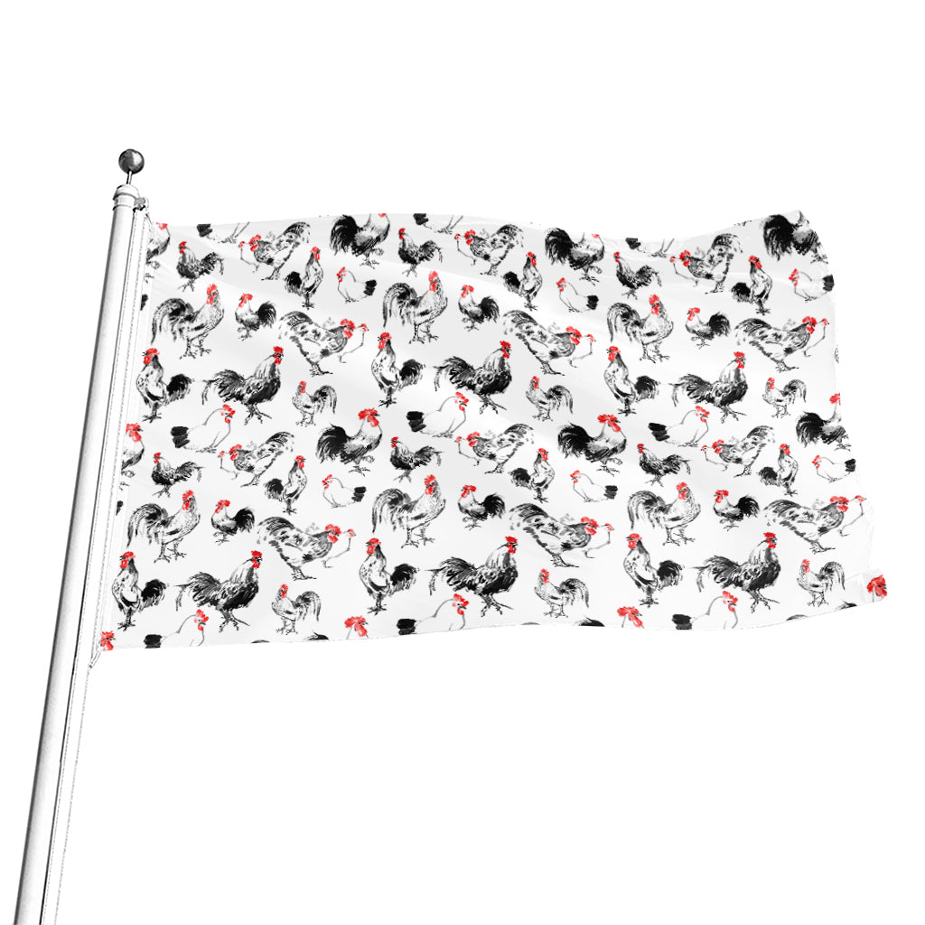 Chicken Ink Painting Pattern Print Flag