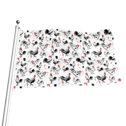 Chicken Ink Painting Pattern Print Flag