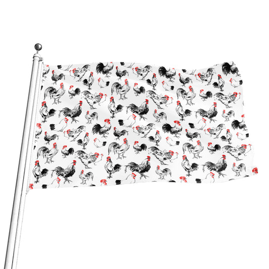 Chicken Ink Painting Pattern Print Flag