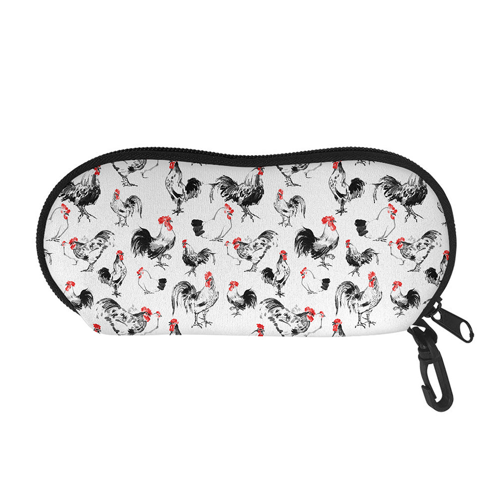 Chicken Ink Painting Pattern Print Glasses Case