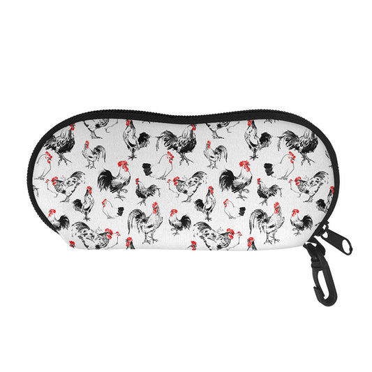 Chicken Ink Painting Pattern Print Glasses Case