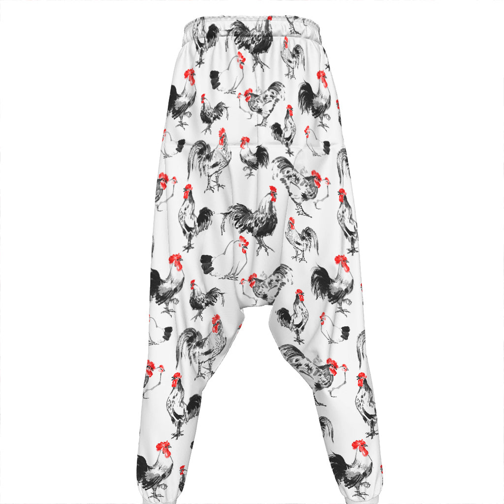 Chicken Ink Painting Pattern Print Hammer Pants