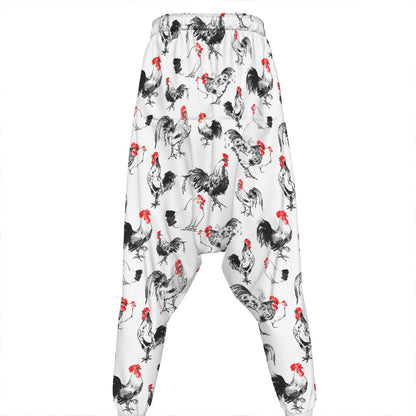 Chicken Ink Painting Pattern Print Hammer Pants