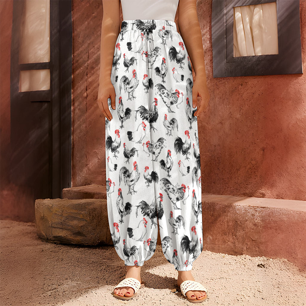 Chicken Ink Painting Pattern Print Harem Pants