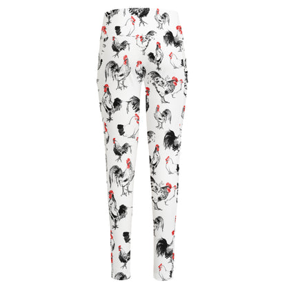Chicken Ink Painting Pattern Print High-Waisted Pocket Leggings