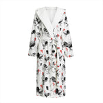 Chicken Ink Painting Pattern Print Hooded Bathrobe