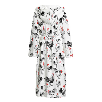Chicken Ink Painting Pattern Print Hooded Bathrobe