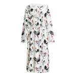 Chicken Ink Painting Pattern Print Hooded Bathrobe