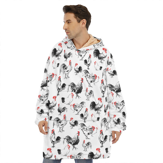Chicken Ink Painting Pattern Print Hoodie Blanket