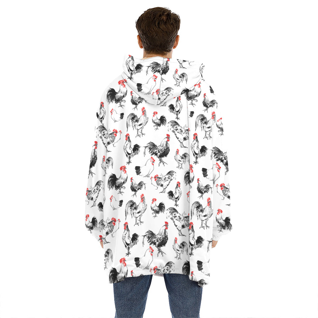 Chicken Ink Painting Pattern Print Hoodie Blanket