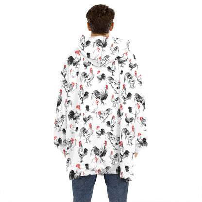 Chicken Ink Painting Pattern Print Hoodie Blanket